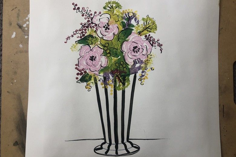 Floral vase made using celery printing