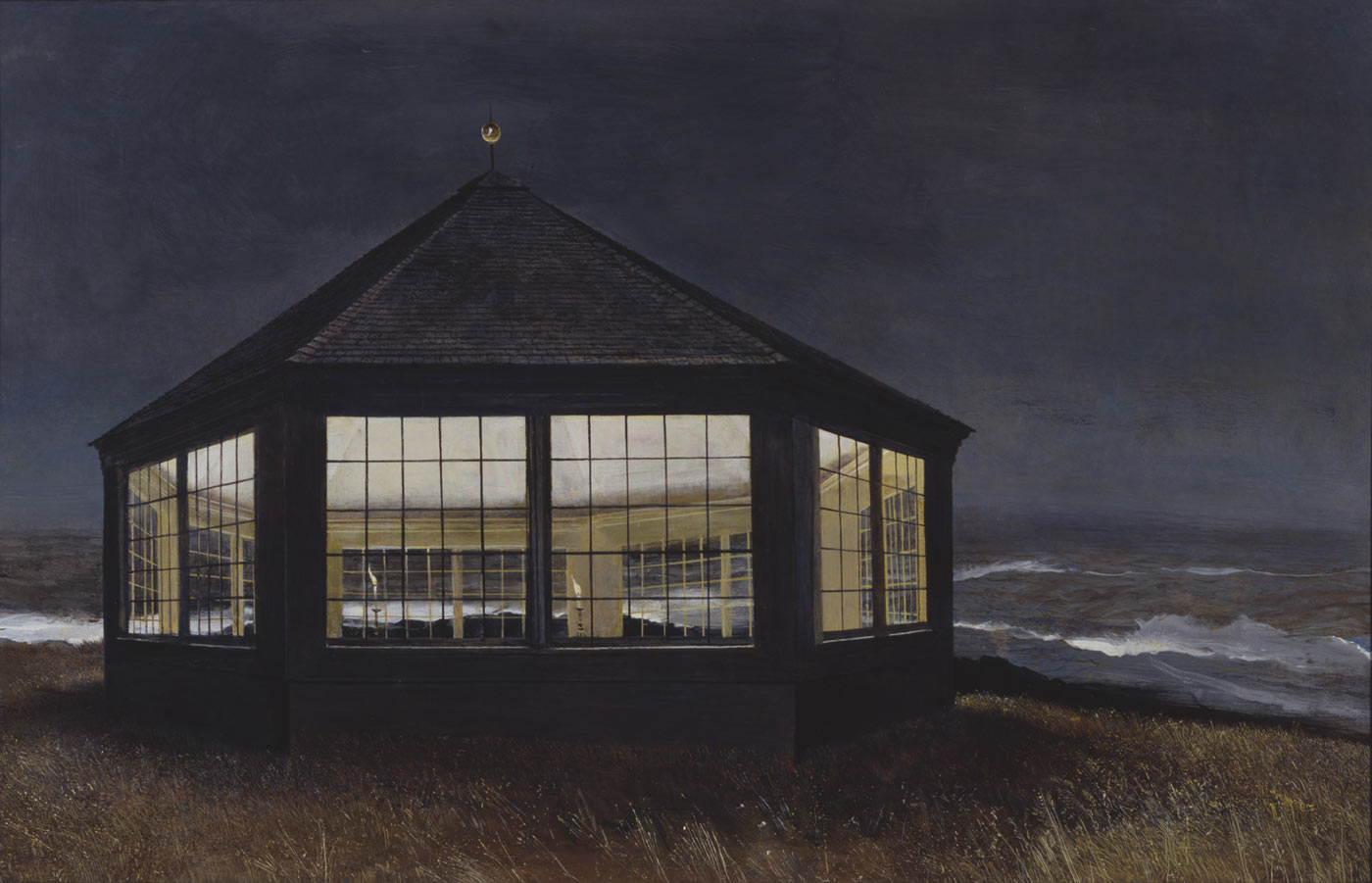 Andrew Wyeth, Two If By Sea, 1994. Tempera, 31 × 48 in. Private Collection © 2024 Wyeth Foundation for American Art / Artists Rights Society (ARS), New York