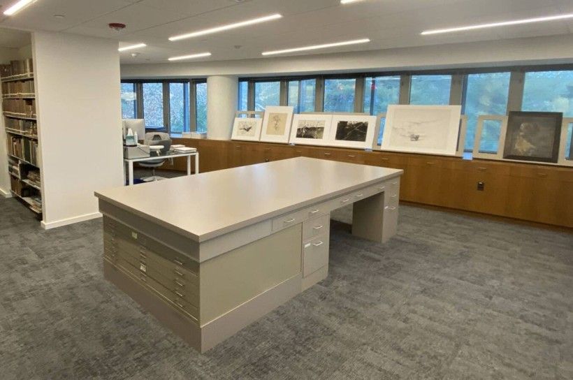 Office space with large worktable in the middle