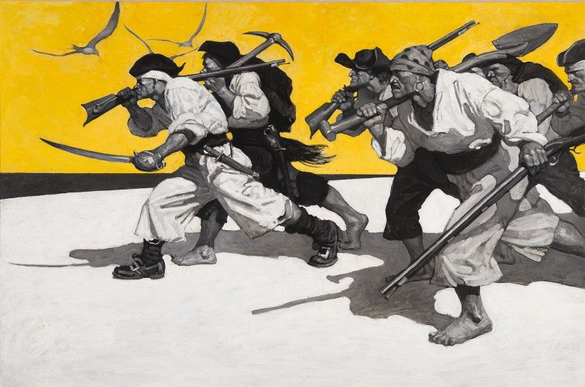 N. C. Wyeth, Treasure Island, endpaper illustration, 1911. Oil on canvas, 32 3/4 × 47 1/8 in. Brandywine River Museum of Art, Purchased in memory of Hope Montgomery Scott, 1997