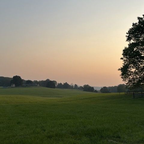 Sunset along open rolling fields at Birmingham Hill Preserve