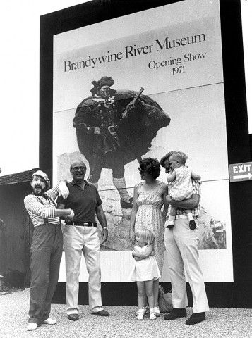 George A. "Frolic" Weymouth, Founder and Co-Chairman of the Brandywine Conservancy &amp; Museum of Art, and friends with museum Opening Day Poster, 1971.