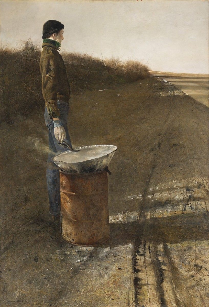 Andrew Wyeth (1917–2009), Roasted Chestnuts, 1956, tempera. Collection of the Brandywine Museum of Art, Gift of Mimi Haskell, 1971. © 2025 Wyeth Foundation for American Art/Artists Rights Society (ARS)